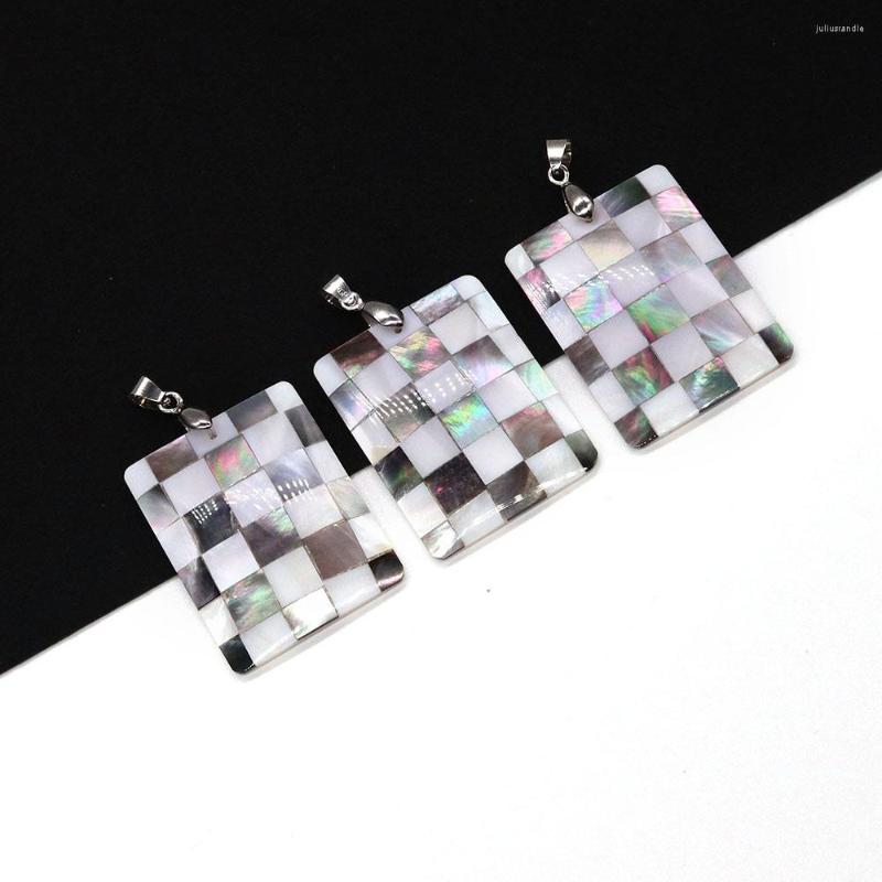 

Pendant Necklaces Natural Seashell Black White Splicing Rectangular 30x40mm Production Boutique Fashion Women Jewelry DIY Necklace Earring