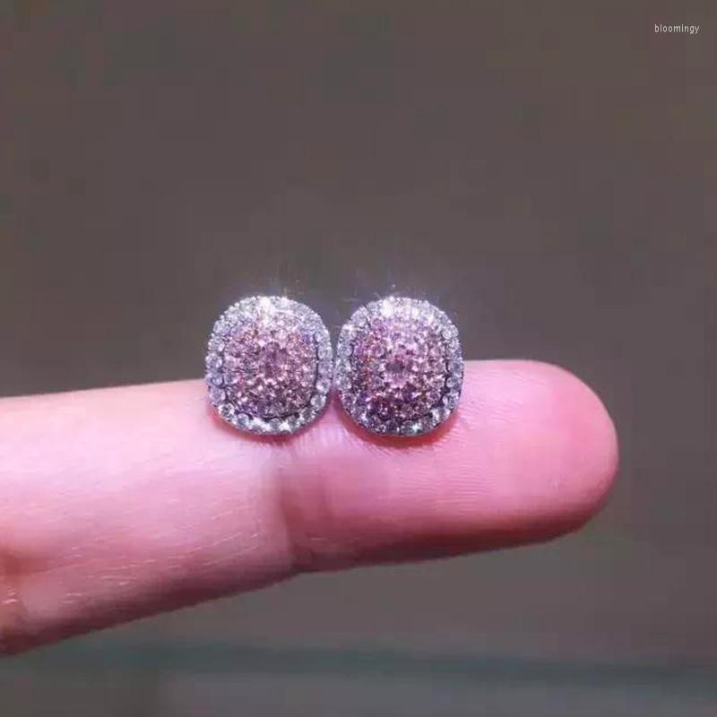 

Stud Earrings Temperament Sweet Pink Cubic Zirconia Fashion Jewelry For Women Wedding Engagement Party Fancy Accessories