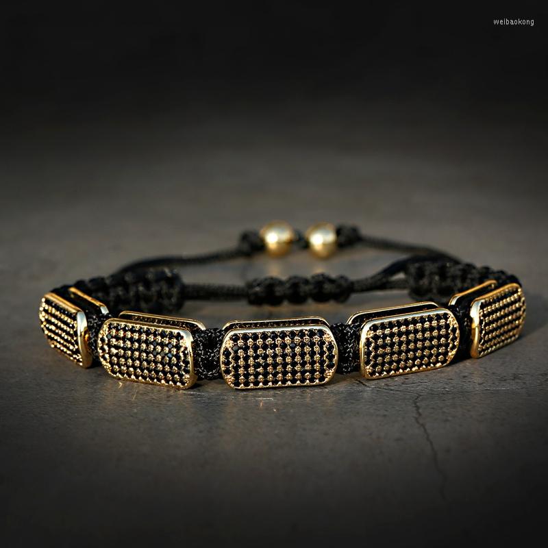 

Strand Classic Mwn Bracelet Homme Luxury Charm Black Micro-inlaid Zircon Oval Copper Beaded For Men Jewelry Pulsera Hombre