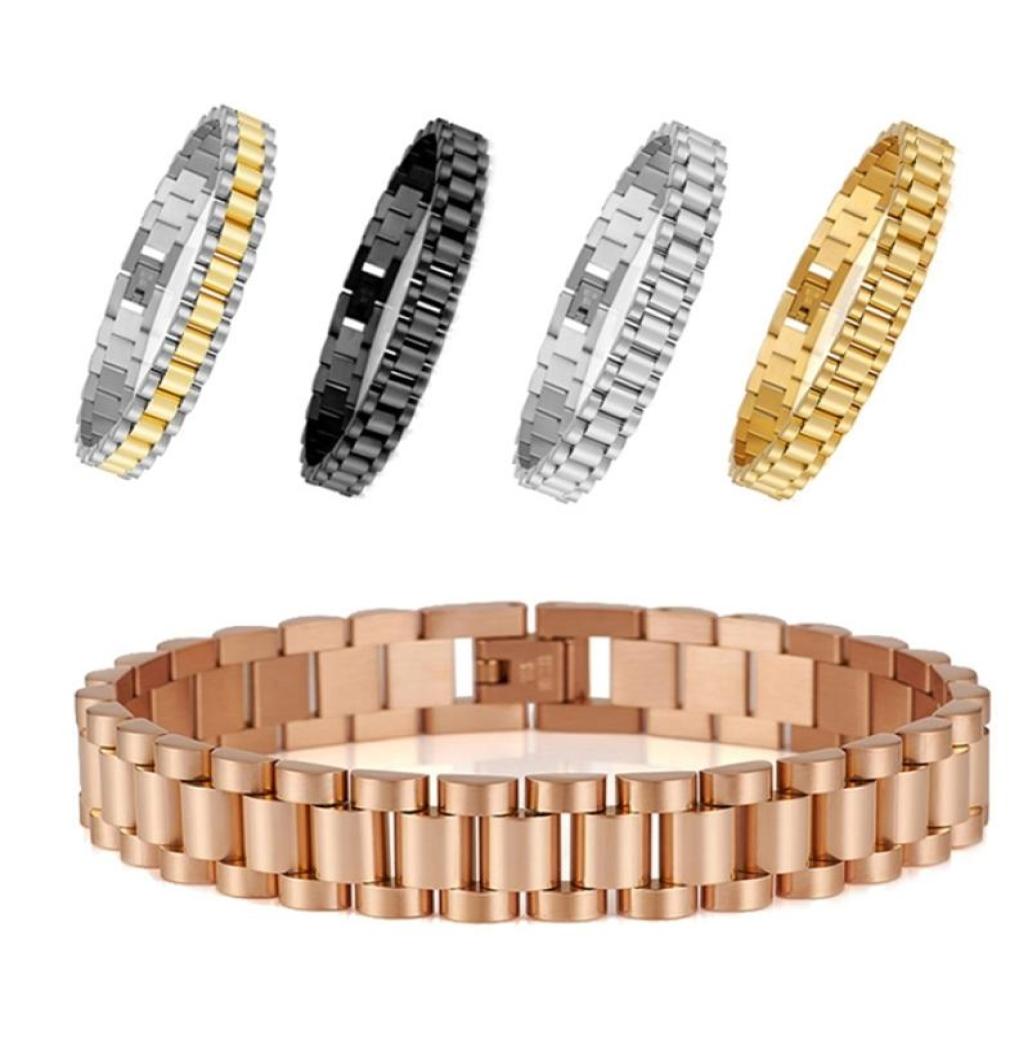 

10mm15mm Luxury Hiphop Stainless Steel Biker Bracelet Men Gold Silver Watchband Design Men039s Women Watch Chain Bracelets B7033402