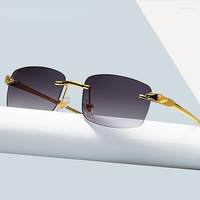

Sunglasses Fashion Vintage Rimless Square Women Men Designer Travel Driving Metal Small Sun Glasses
