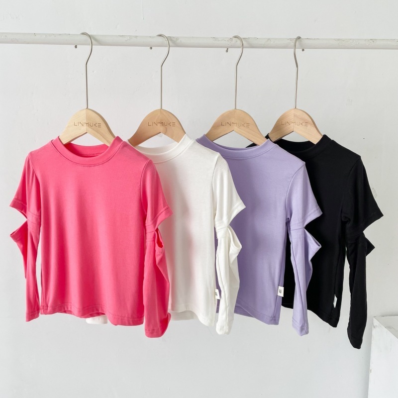 

T-shirts Autumn Girls Fashion Long Sleeve Soft T-shirt Baby Kids Children Modal Tee 230414, Pink