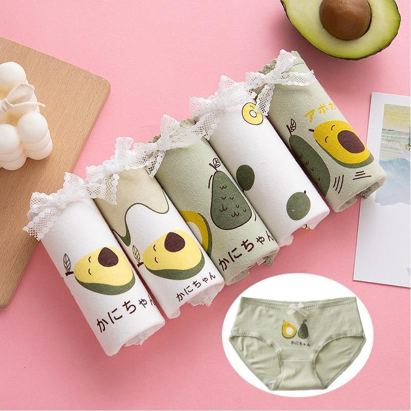 

Women's Panties 5 Pcs/Lot Underwear Plus Size Cute Avocado Cotton Panties Women Sexy Lingerie Female Japanese Simple Cartoon Bag Hip Girl Briefs 230414