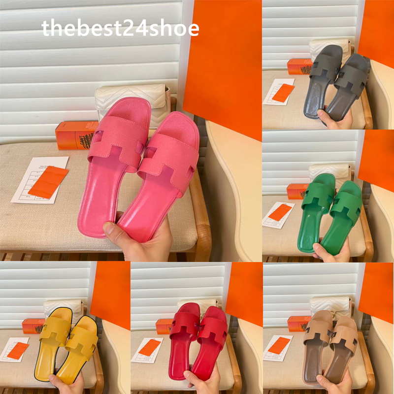 

2023 Luxury designer leather ladies sandals flat shoes fashion beach women slippers H letter drag Slides flip flops for women Ladies sexy oran Sandals 35-42