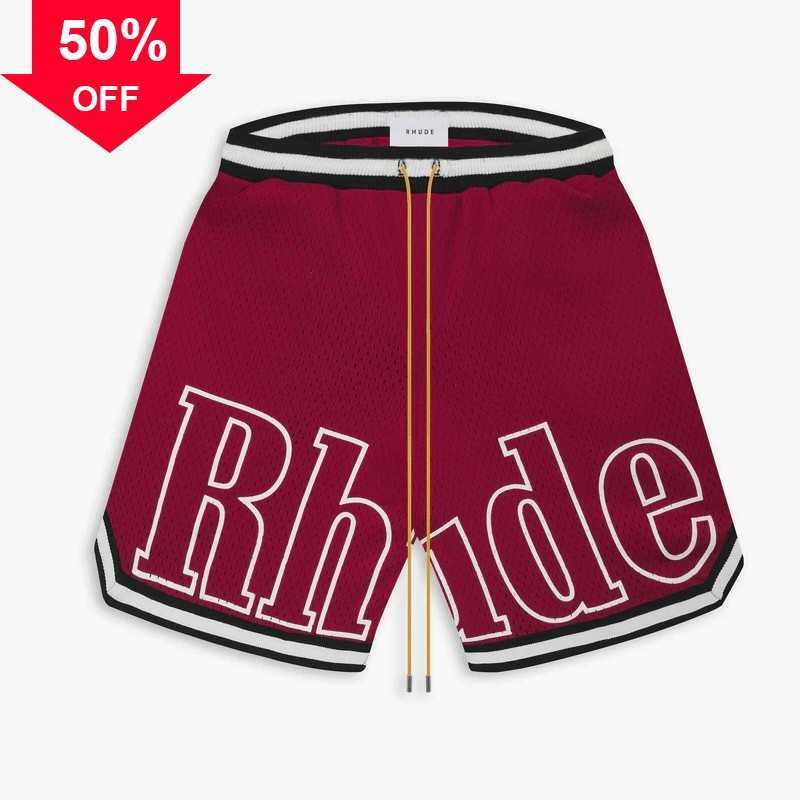 

Shorts Designer Shorts Rhude Capsule Summer Beach Pants Mesh Material Breathable Sweat Loose Fitness Basketball Mens Short Red Size M-3xlS to 2XL Size