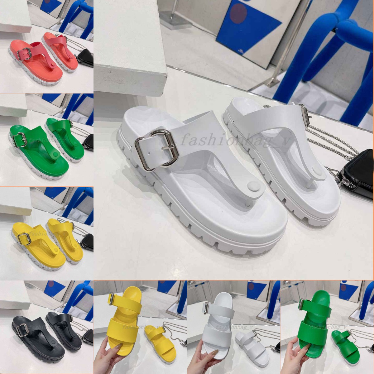 

Designer Slippers Women Sandals Thick Soled High Rise Shoes Metal Buckle Color Beach Flip Flops Sandal Summer Beach Sandal, 10
