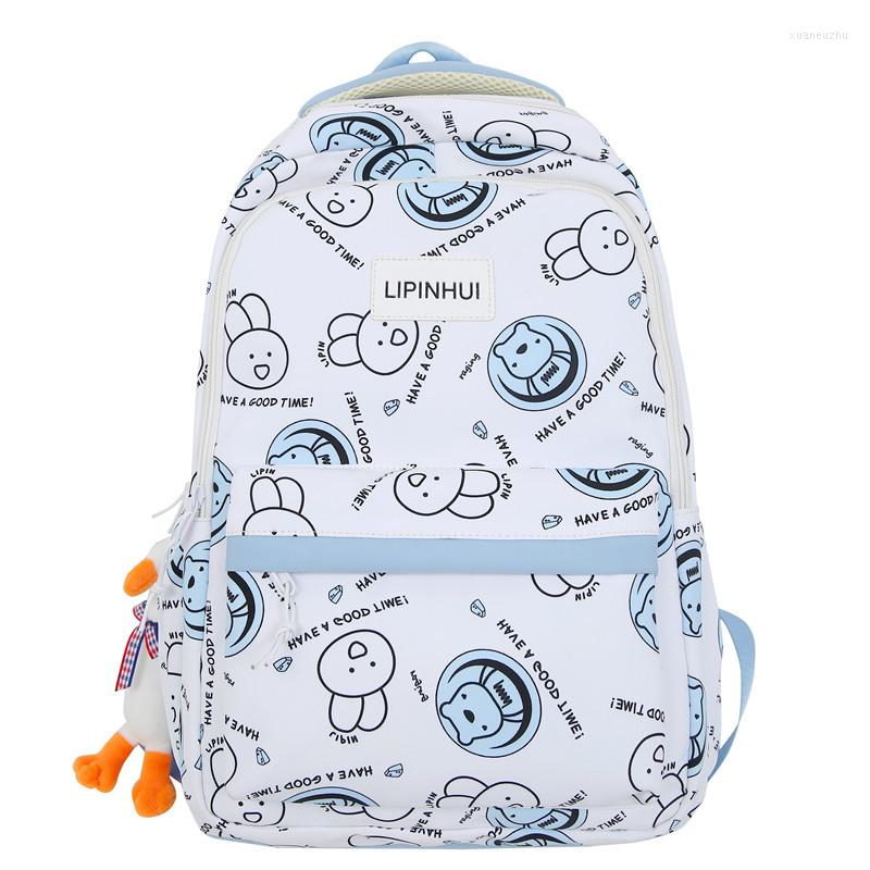 

School Bags Large Student Backpacks For Girls Cartoon Graffiti Junior Kids Female Shoulder Pack Kawaii Travel Laptop Bag, Pink
