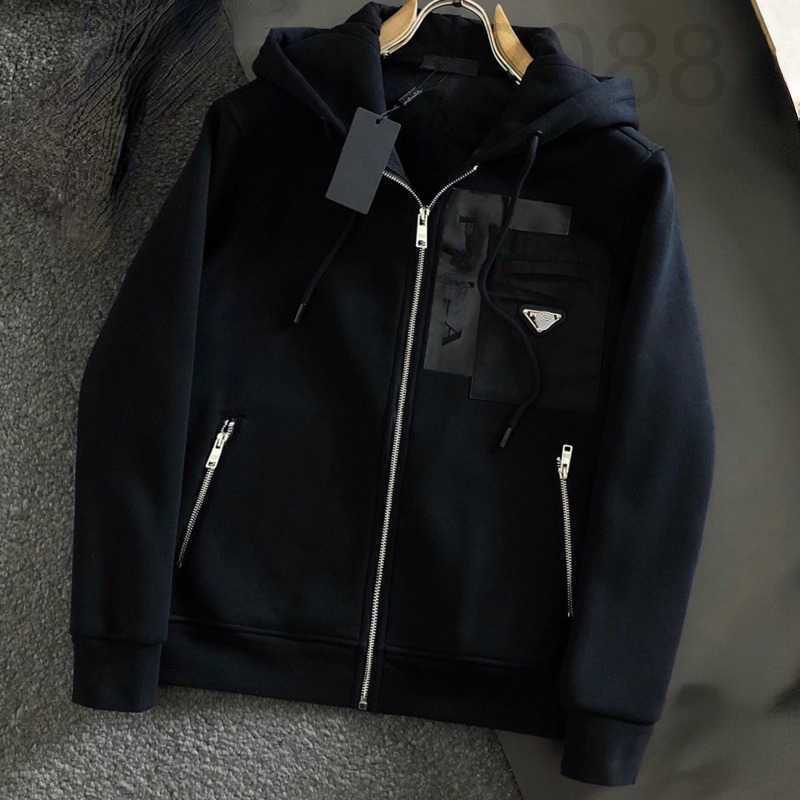 

Men's Jackets Designer High Quality Sweater Hoodie Men Fashion Pocket Letter Embroidery Hooded Jacket Autumn Winter Casual Cardigan Long Sleeve Coat Gacd, Black