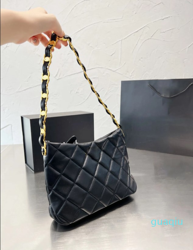 

Designer-bag Chunky Chain Handbag Small Underarm bags Messenger Purse for Women Cross-Body Shopping Multiple Colors 24CM, Black