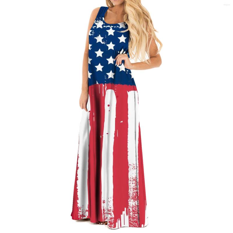 

Casual Dresses Striped Women Sleeveless Tank Top Maxi Dress Sundress Beach Long, White