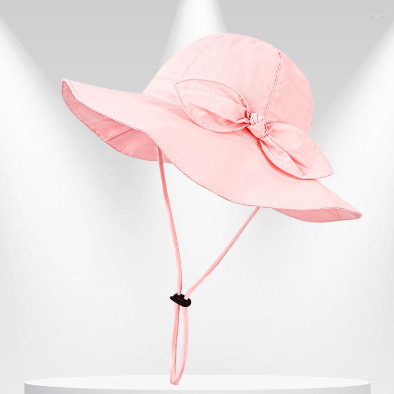 

Hats Outdoor Sunshade Hat Solid Color Fisherman Girl's Bow Basin Sunscreen