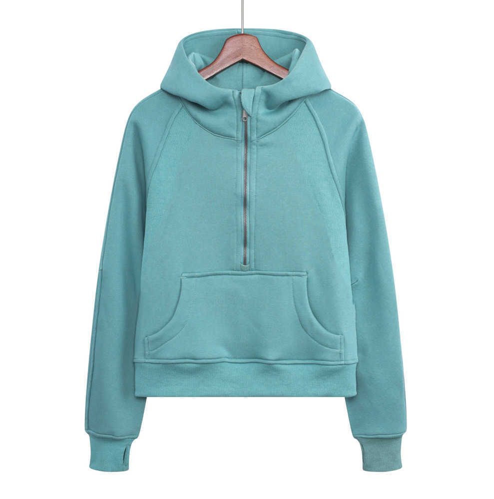 

44VJ 2023 Lulus Yoga Sweatshirt Scuba Half Zip Hoody Hoodies Outdoor Leisure Lu Sweatshirts Gym Clothes Women Tops Workout Fitness Thick Tidal Current Movement