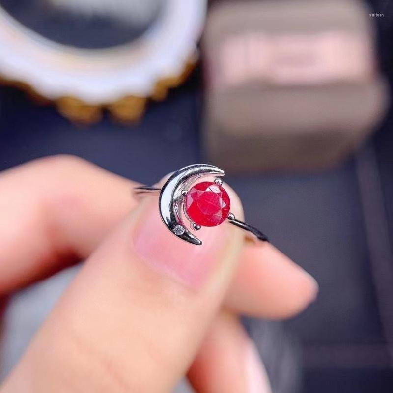 

Cluster Rings 2023 Natural Ruby Ring For Women Fine Jewelry S925 Silver Many Styles Round Gemstone Lady Gift Love Date Moon Sun Fish