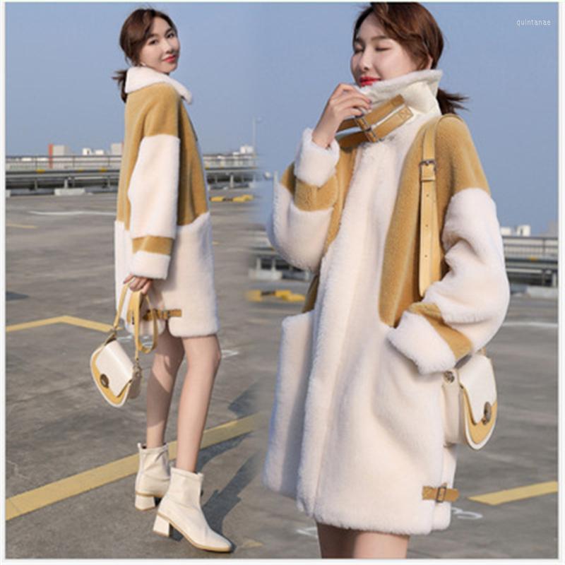 

Women' Fur Winter Sheep Shearing Women Coat Female Particles Cashmere Lamb Down Coats Autumn Femme 706, Blue