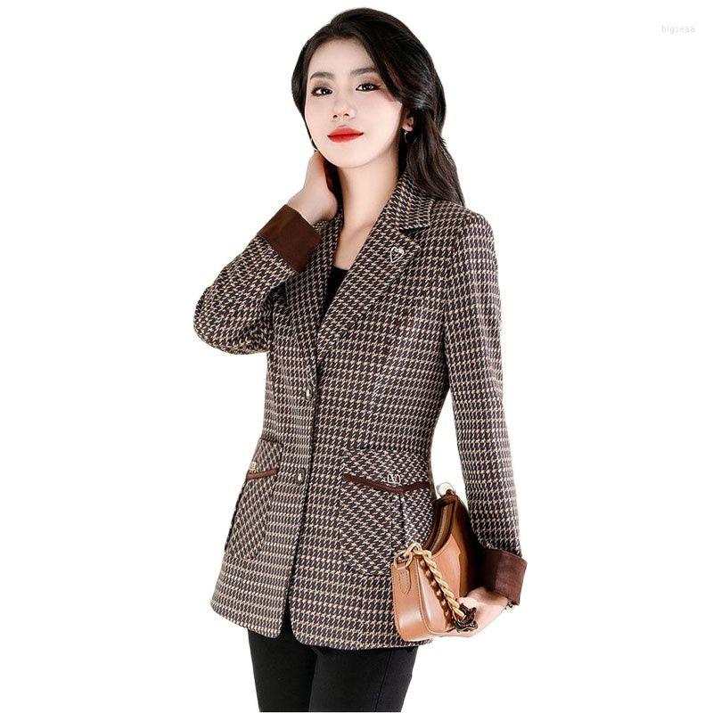 

Women's Jackets Loose Fragrance Casual Short Coat Female Middle-aged Mother Spring 2023 Women's Fashion Slim Plaid Trench Tide., Grey