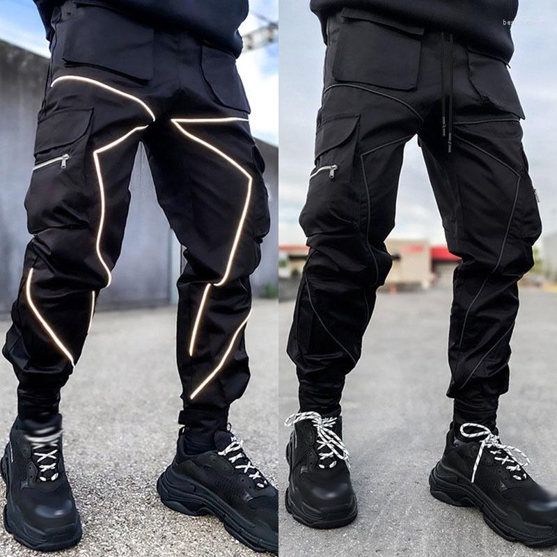 

Men's Pants GODLIKEU Mens Casual Cargo Loose Plus Size Striped Multi Pocket Sports Fitness Hip Hop Jogger Trousers, Black