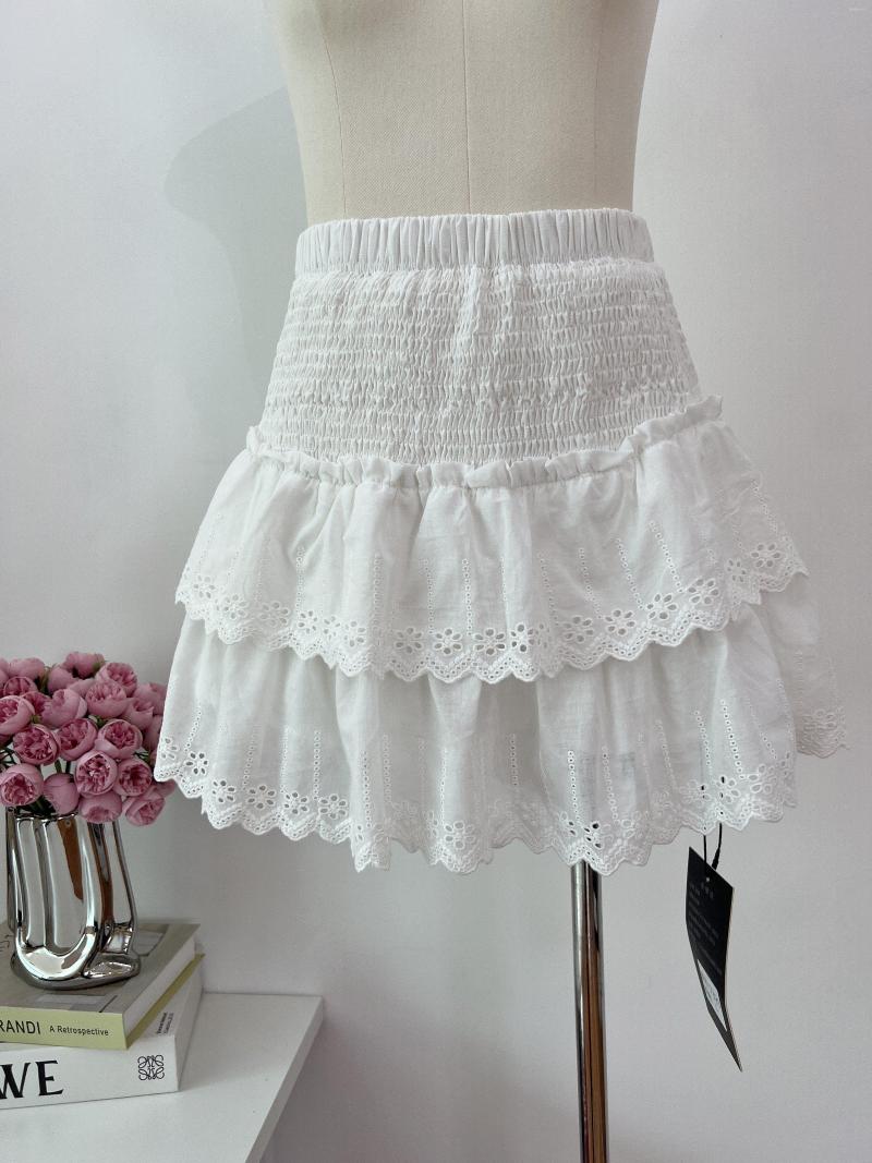 

Skirts Summer 2023 Lace Embroidered Skirt Women' A-line Cake Covering Flesh Half Puffy, White