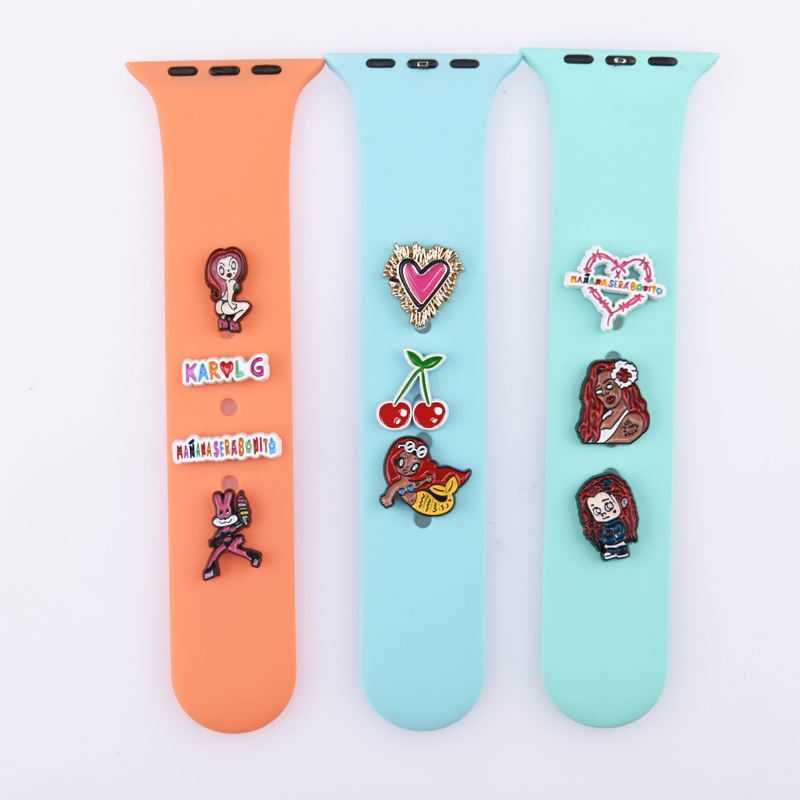 

Karol g Bad Bunny the Addams Family Metal Custom Soft Enamel Watch Band Charms Wholesale Smart Watch Accessories
