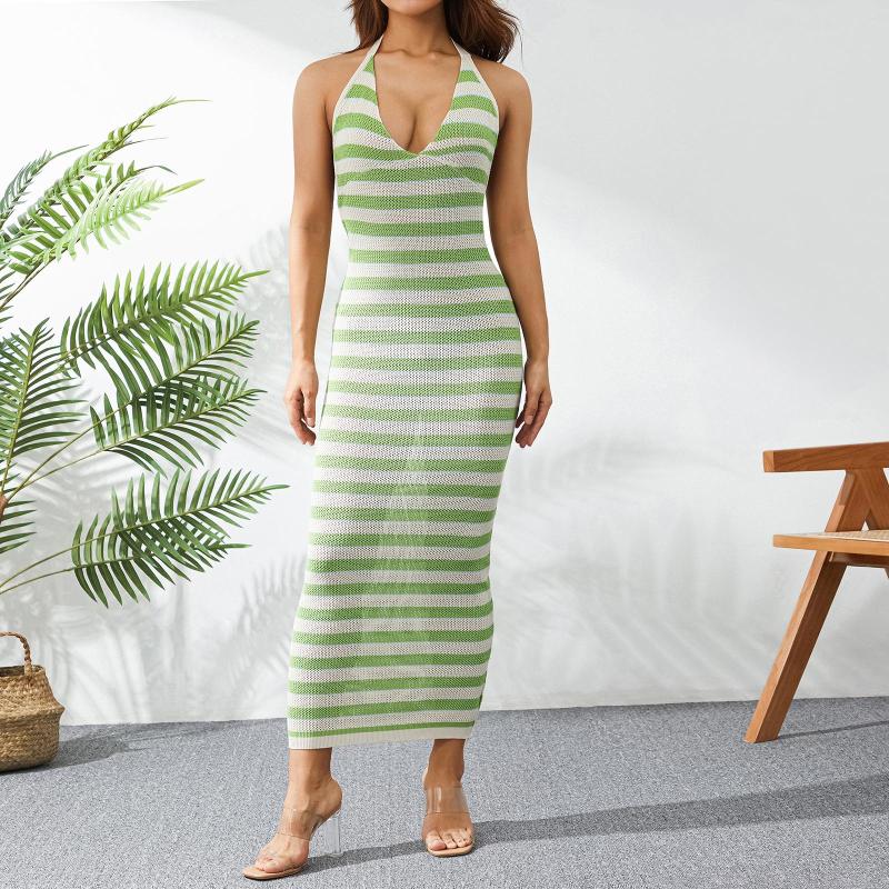 

Casual Dresses Women Dress Sleeveless Backless Bodycon Summer Formal For Party Club Ladies Streetwear Elegant, Green