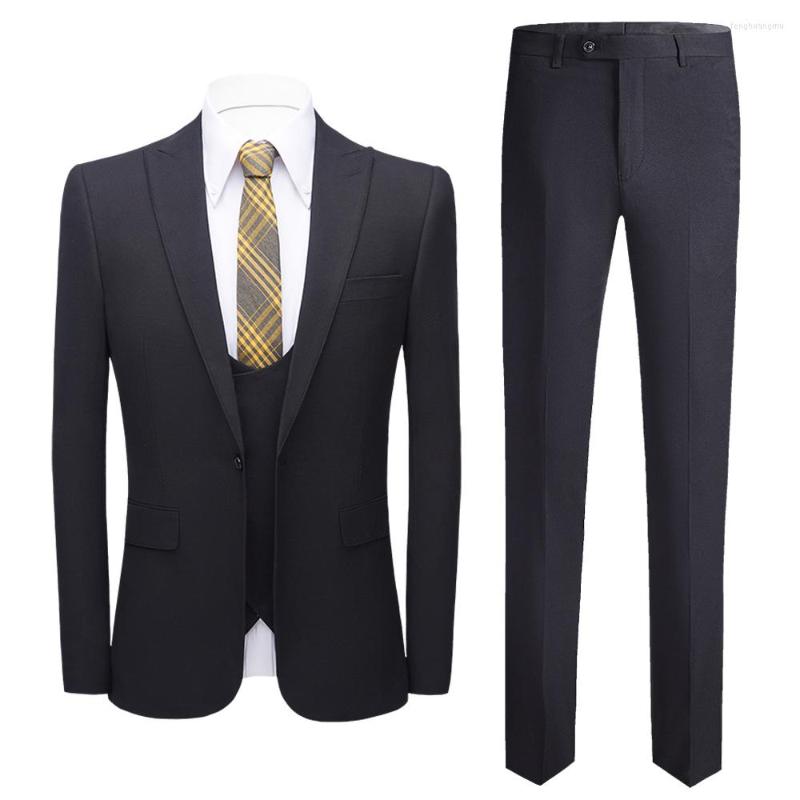 

Men's Suits Men's 3-Piece Suit Slim Fit Single Breasted Elegant Business Casual Christmas Wedding Party Formal Solid Blazer Vest Pants, Black