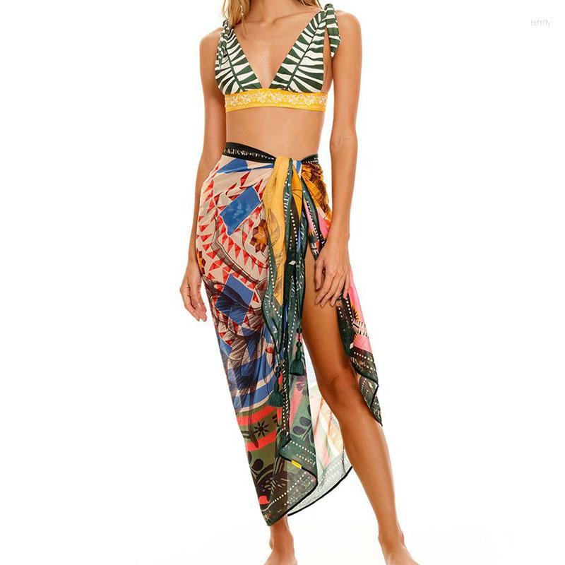 

Women' Swimwear Women Fashion V Neck Paneled Print One Piece Swimsuit And Cover Up Summer Backless Beachwear Push Bathing Suit, Style-1