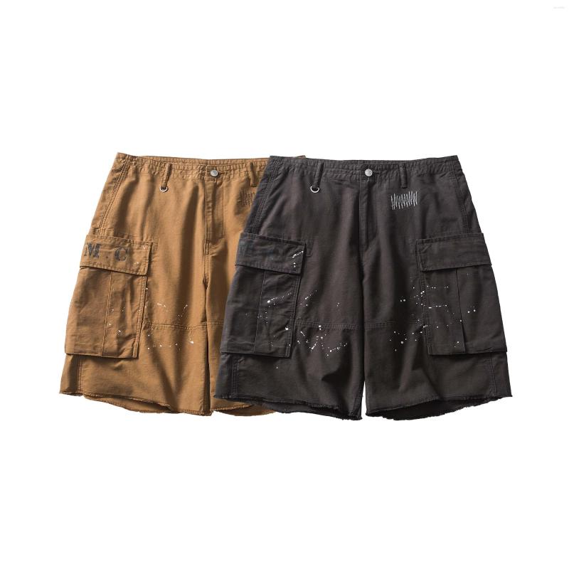 

Men's Shorts Men Causal Ink Splattered Cargo Very High Quality, Auburn