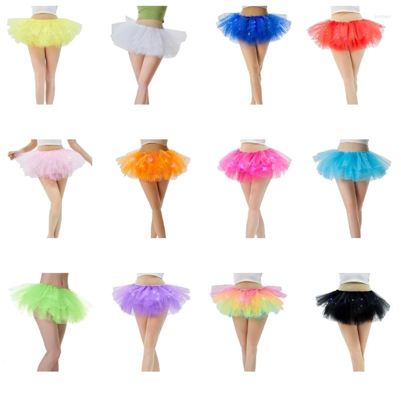

Skirts Women's Ballet Skirt Vintage 5 Layered Light Up Tutu Skater Princess, Orange