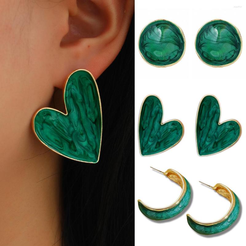 

Dangle Earrings Quicksand Green For Women Gem Luxury Jewelry Punk Accessories Drip Oil Earring Gift Round