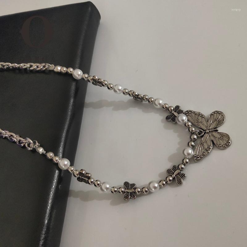 

Pendant Necklaces Obega Butterfly Necklace Anti-Silver Plated Color Zinc Alloy Material Charms Beaded Choker
