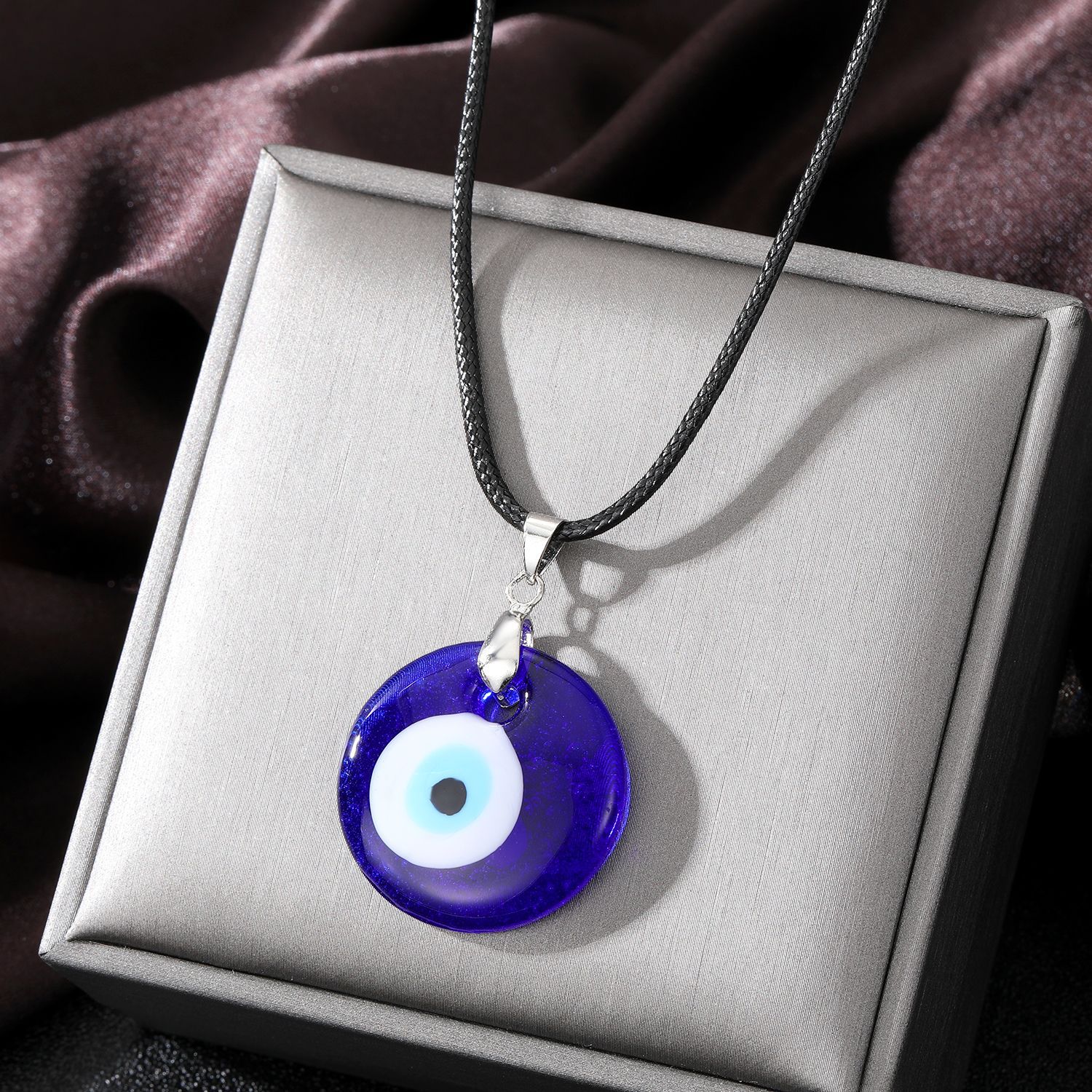 

Evil Eye Necklaces Turkish Blue Glass Pendant Leather Rope Chain for Women Men Gift Lucky Ojo Turco Protection Choker Jewelry Fashion Round Design Accessories