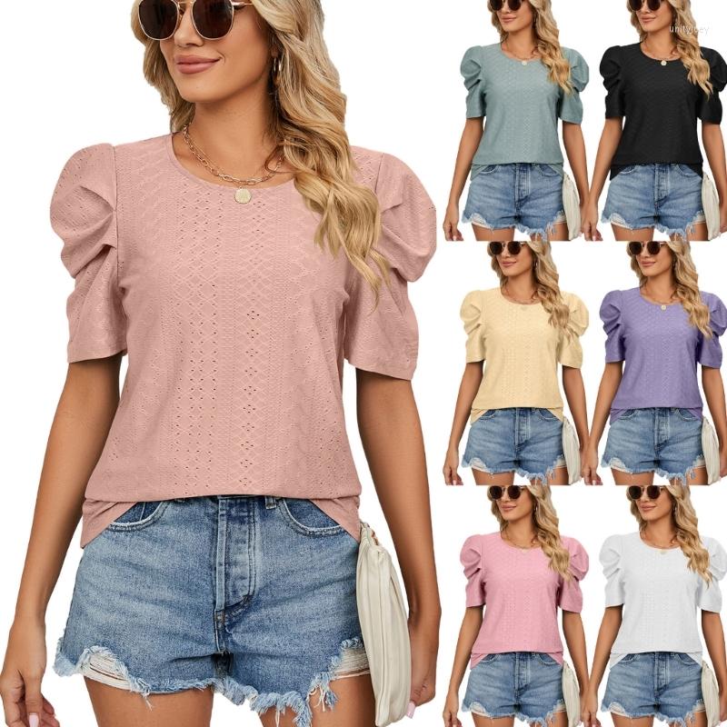 

Women' T Shirts Tanks T-shirts For Woman Petal Sleeve Tops Summer Eyelet, Black