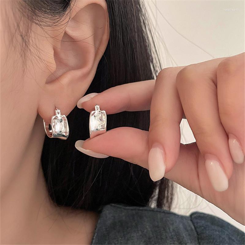 

Hoop Earrings S925 Silver Needle Irregular Geometric For Women Unique Simple Style Huggies Handmade Jewelry Gifts Eh881