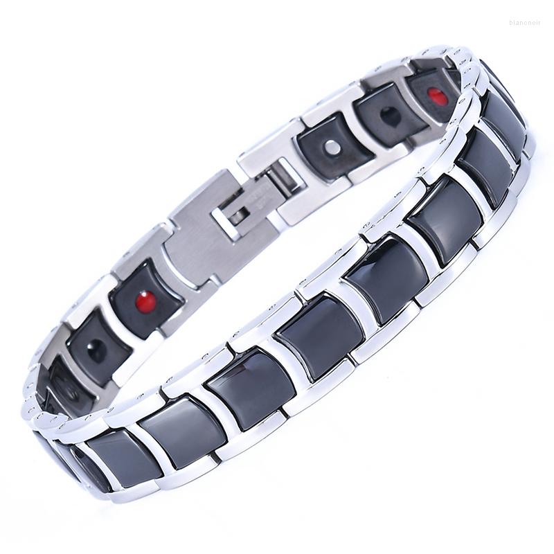 

Link Bracelets Black Ceramic Bracelet Magnetic Stone Wristband Luxury Jewelry