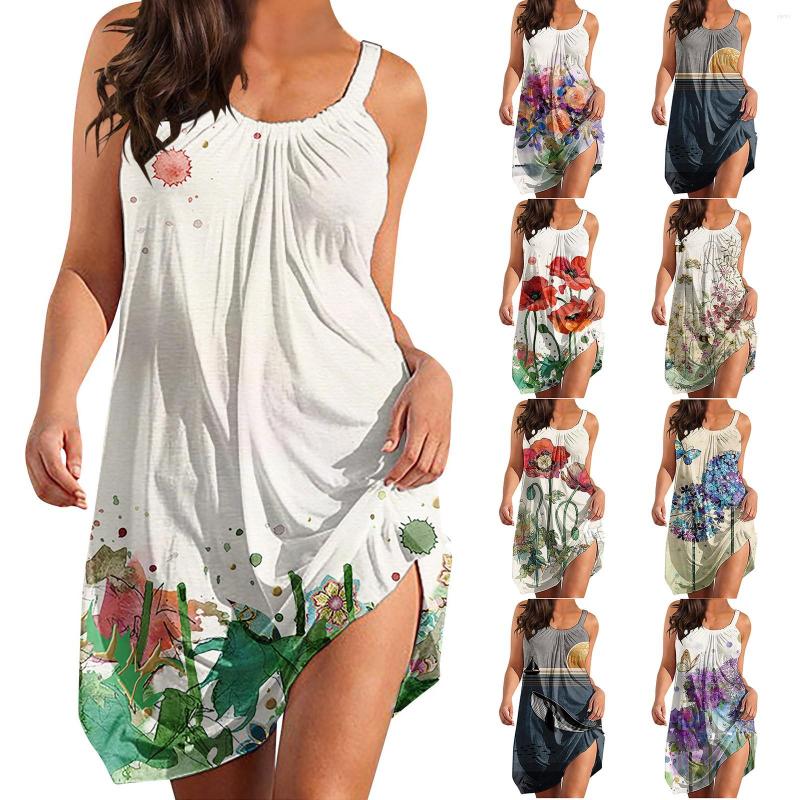 

Casual Dresses Womens Summer Dress Sexy Sleeveless Halter Mini Print Beach Sundress