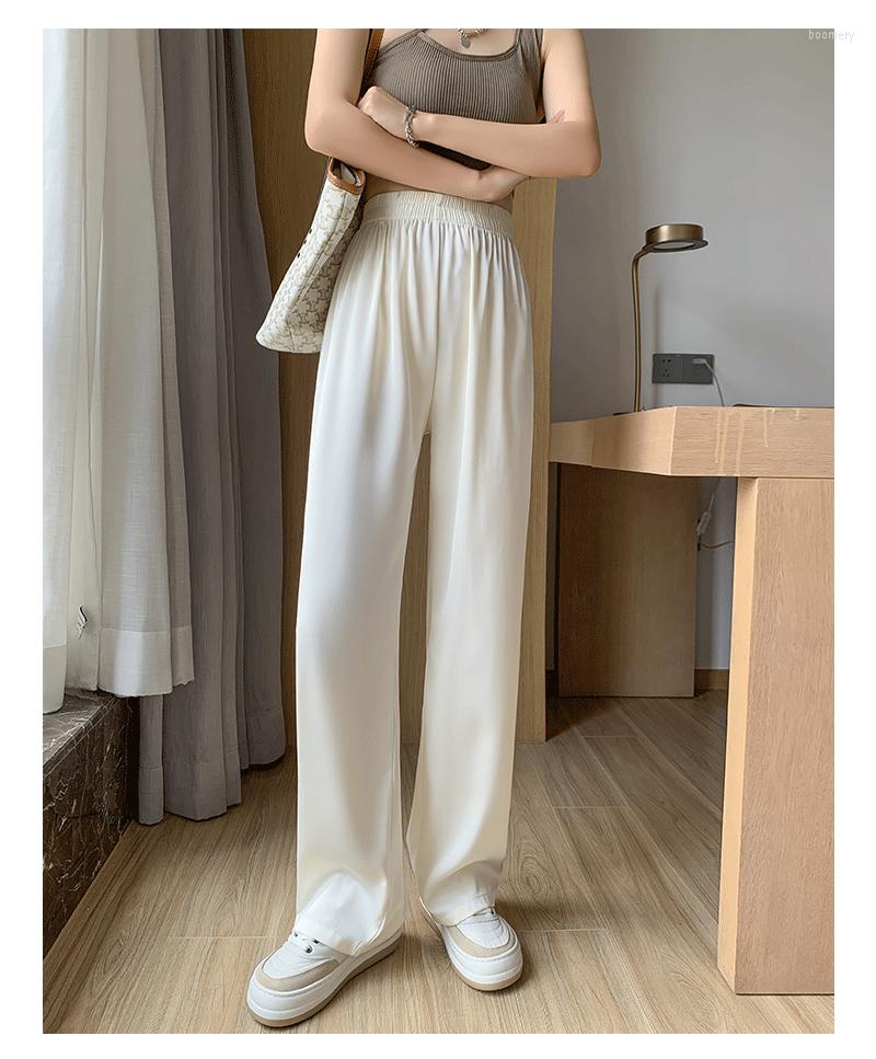 

Women' Pants Wide Leg 2023 Spring And Summer Korean Ice Silk Trousers Female Solid Color High Waist Loose Straight, Black pants
