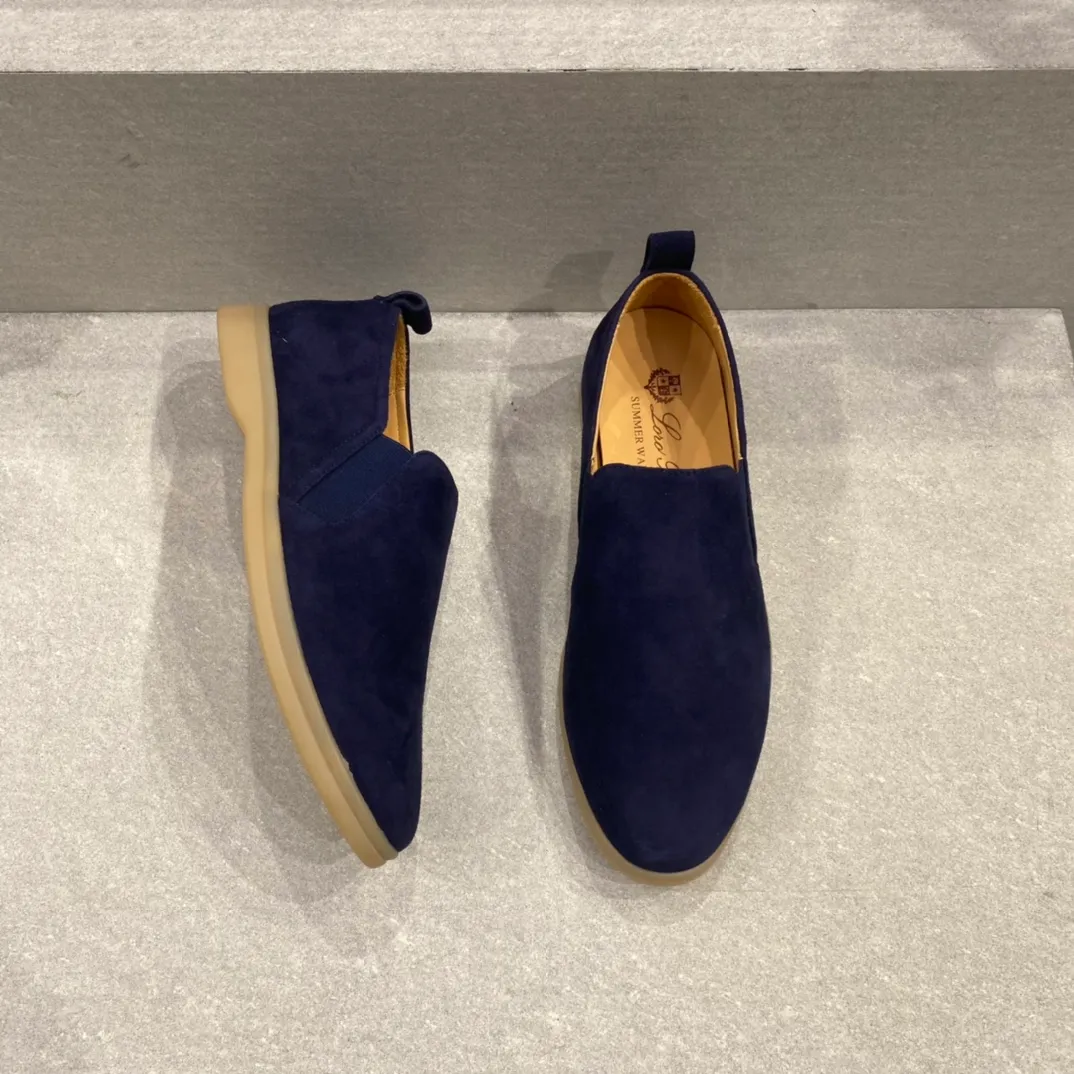 

LP PIANA Charms embellished Walk suede loafers Couples shoes Genuine leather casual slip on lazy flats for men Luxury Designers flat Dress shoe factory footwear