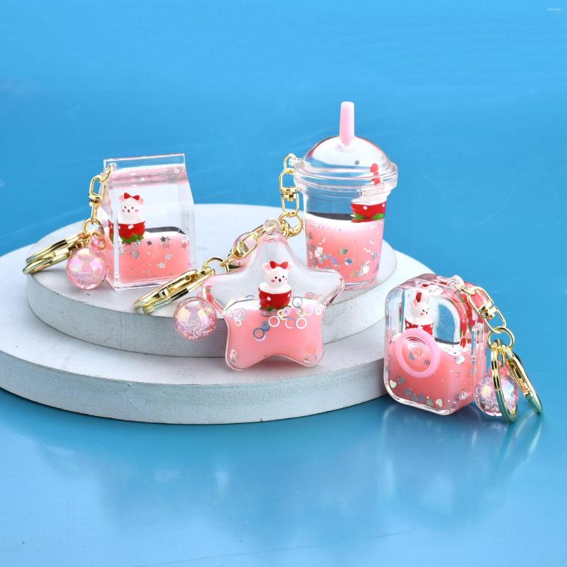 

Keychains Trend Fashion Milk Tea Cup Keychain Acrylic Oil Into The Animal Shape Girl Bag Pendant Cute Gift