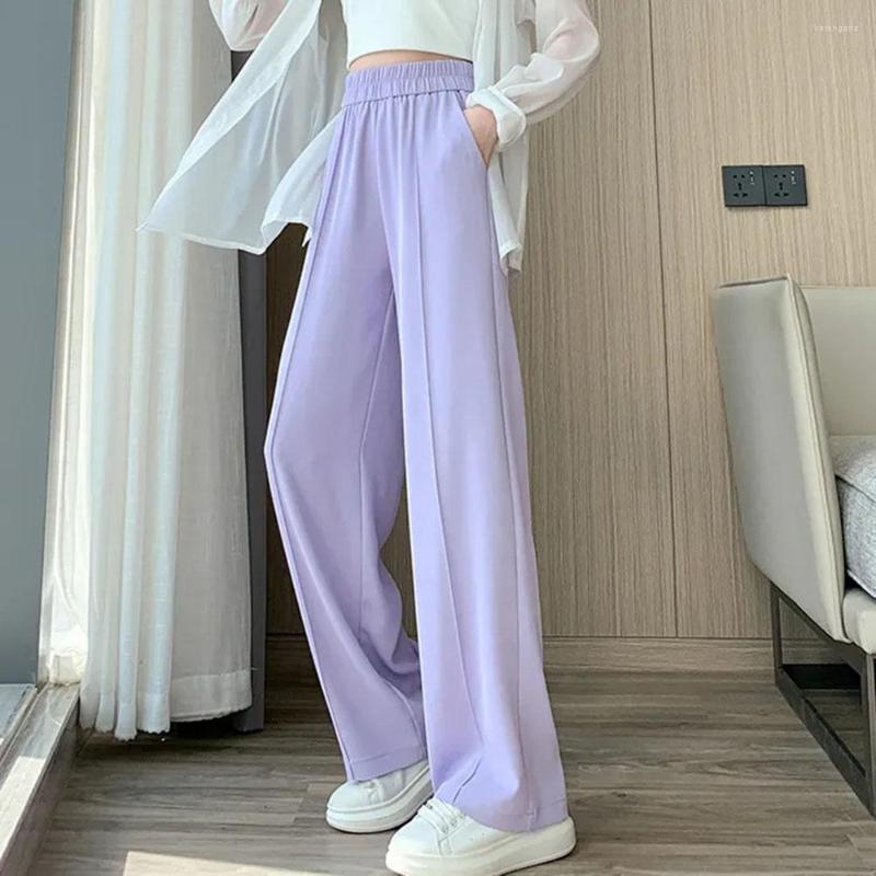 

Women's Pants Wide Leg For Women 2023 Summer Draped Casual Suit Female Elastic Waist Solid Color Mopping Trousers Ladies, Pink