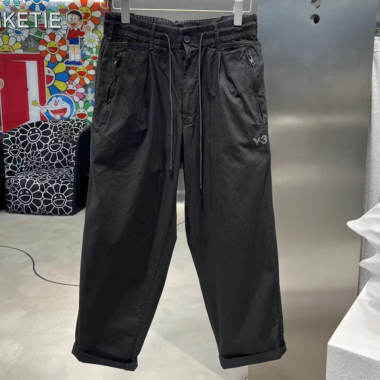 

Mens Pants Women Trousers Y3 Summer Straight Wide-leg Casual Pants, Black