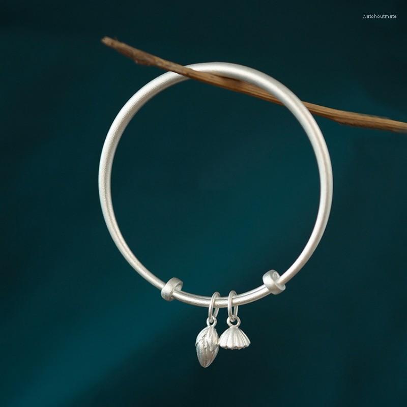 

Charm Bracelets Classic Fashion Silver Color Frosted Lotus Bracelet For Women Adjustable Wrist Accessories Jewelry