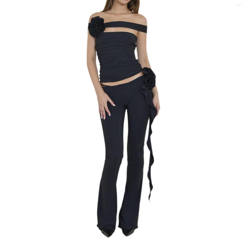 

Women' Tanks Women 3D Floral Tassels Tank Top Flower Halter Tube Ruffle Sleeveless Fitted Cropped Tee Aesthetic Summer
