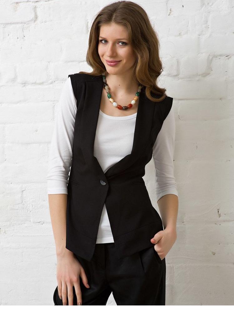 

Women' Vests Women' Vest Shawl Collar Single Button Business Classic Versatile And Simple, Black