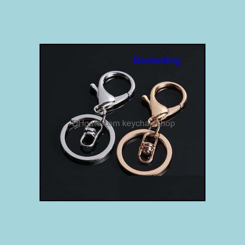 

Keychains Lanyards Fashion Accessories 50Pcs/Lot 30Mm Mti Colors Key Chains Rings Round Gold Sier Color Lobster Clasp Keychain Dro Dhkmq