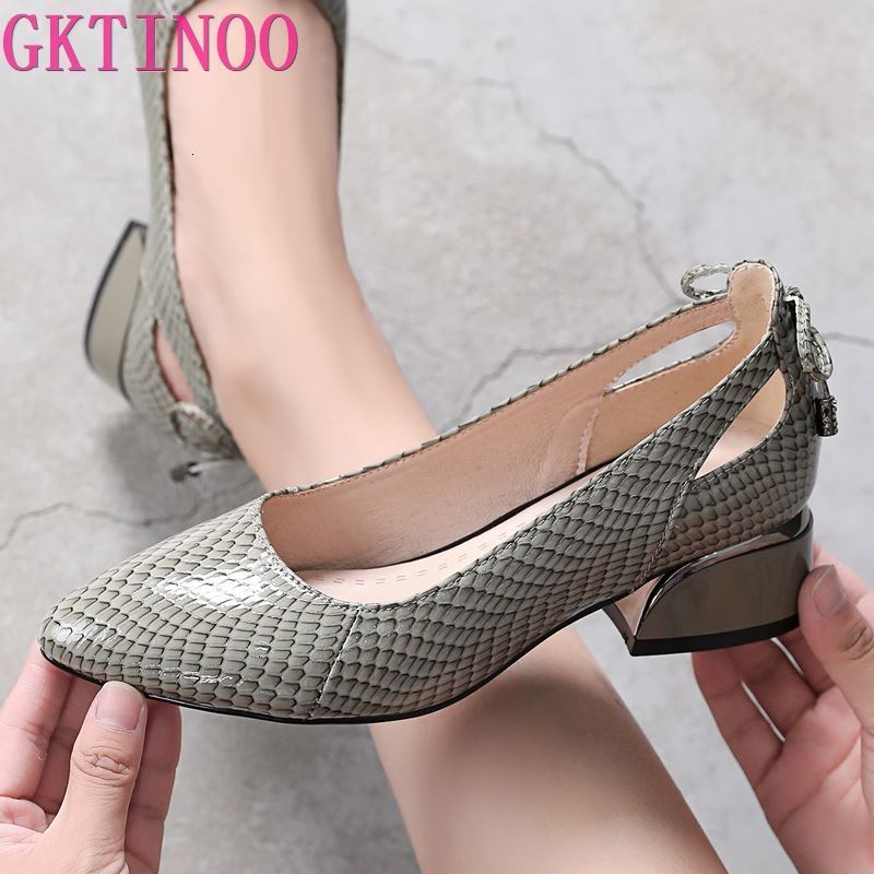 

Dress Shoes GKTINOO Women Pumps Concise Serpentine Genuine Leather Pointed Toe Thick Heel Spring Autumn Fashion Office Lady 230414, 811 gray