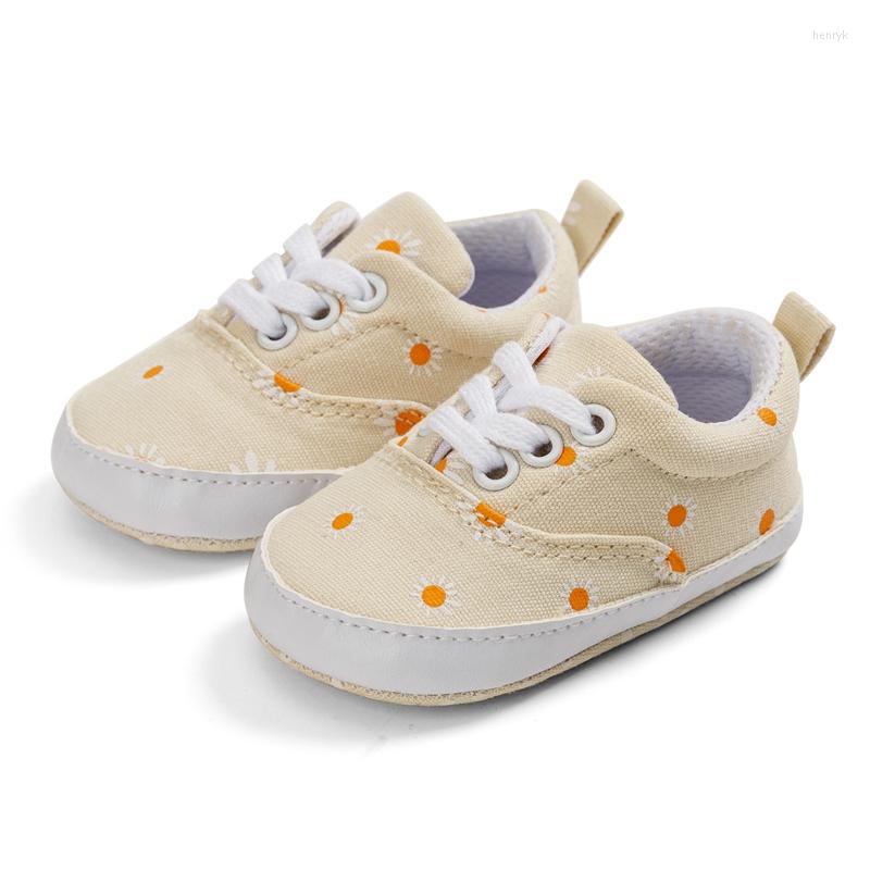 

First Walkers -1 Yr Baby Girl Spring-Summer: Sunflower Lace-up Shoes Soft Soles - Learn To Walk In Style, Beige