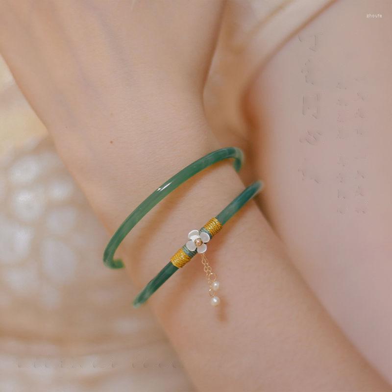 

Bangle Flower Agate Jingle Bracelet Step By Ring Fashion Boudoir Hand Jewelry Girl