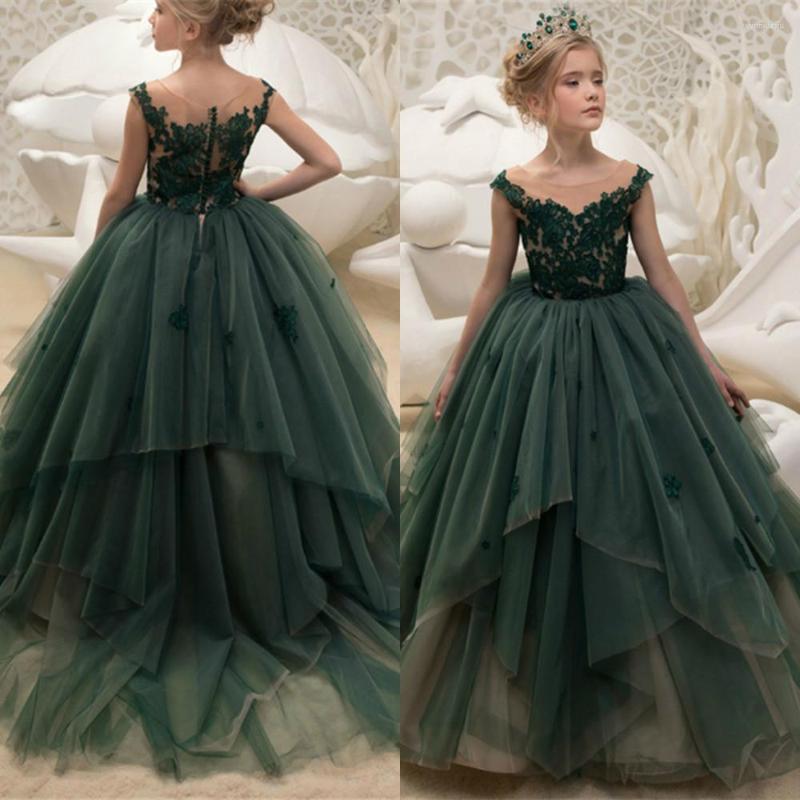 

Girl Dresses Flower For Weddings Banquet Dress Beaded Birthday First Communion Petals Long Sleeves Ball Gown, Picture color