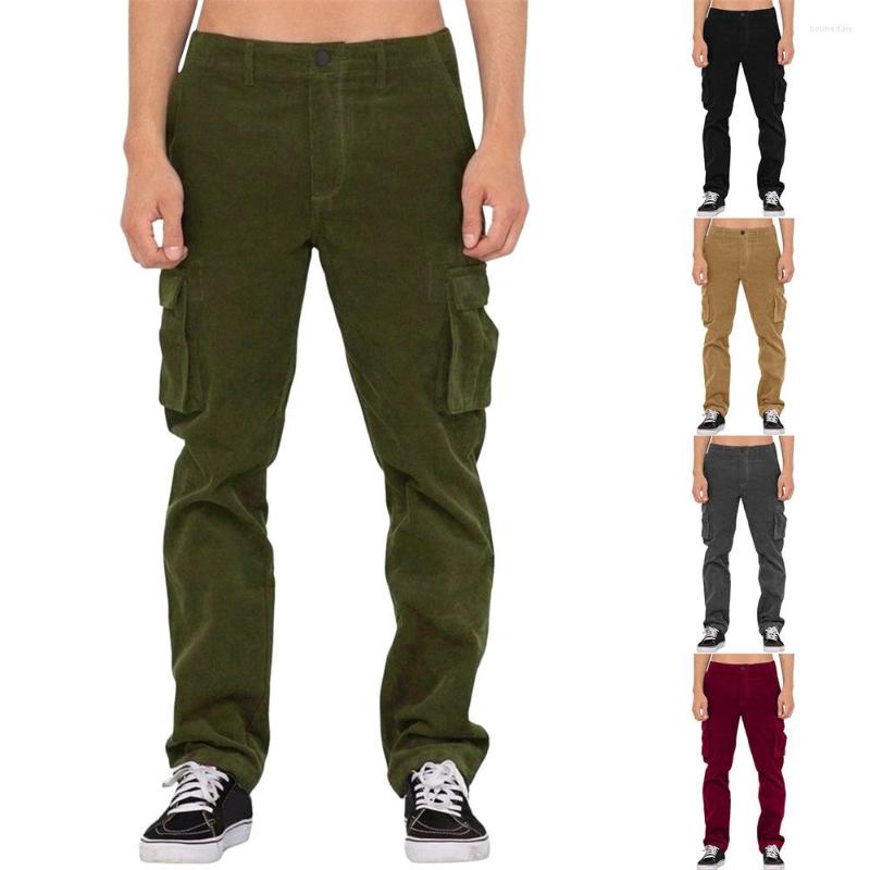 

Men's Pants 2023 Men's Cargo Trousers High Elastic Corduroy Fabric School Bag, Khaki