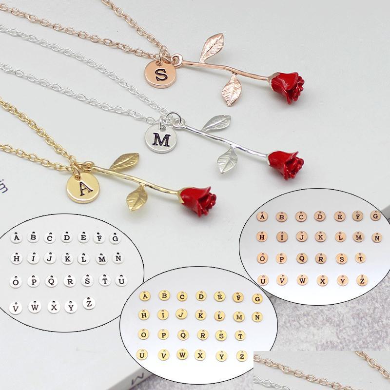 

Pendant Necklaces Fashion Red Rose Flower With Letters Alloy Choker Necklace Bijoux Women Jewellery Collares Mujer Accessori Dhgarden Dhkyl