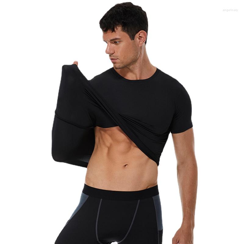 

Men' T Shirts Mens Running Tights T-shirts Sell Elastic Quick-drying Short-sleeved Tshirt, Black